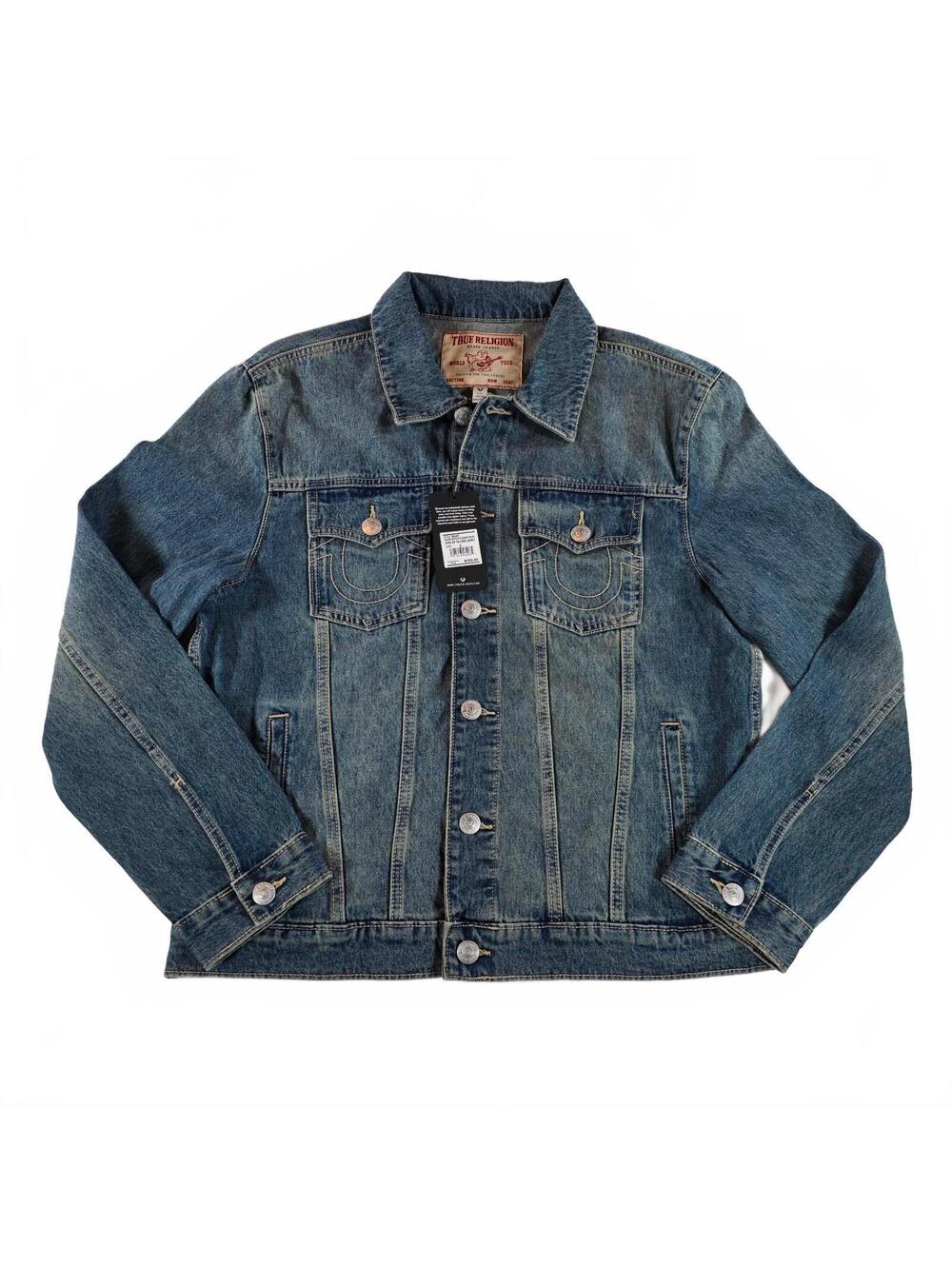 NWT $159 True Religion Denim Jacket Men's Size Large Blue 4 Pocket Streetwear